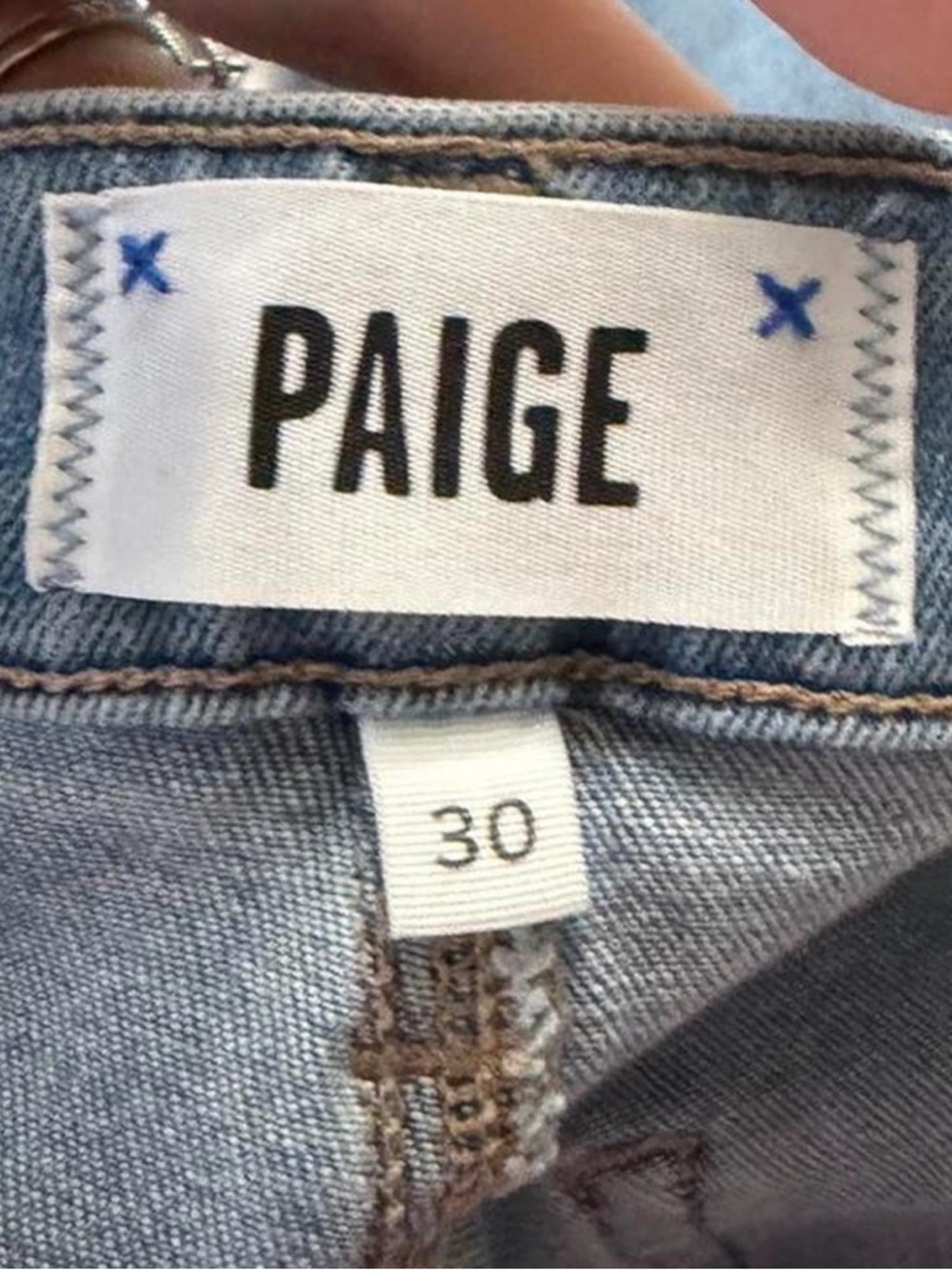 PAIGE Hoxton Slim Crop Jeans Size 30 Light Wash High Rise Raw Hem Denim - Picture 4 of 5